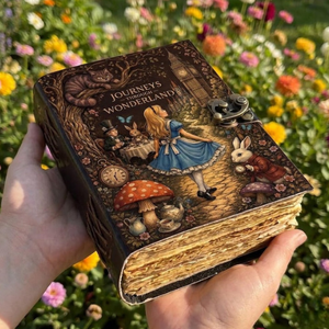 Diario de cuero Alicia en el País de las Maravillas, cuaderno de aventuras de fantasía hecho a mano, diario de cuentos de hadas personalizado, 200 páginas - Product Image 5