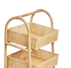 Nordic Style Natural Rattan Shelving Multi Tier Display <b>Shelf</b> For Children Toys Books Interior Home Decor <b>Basket</b> Accent - Product Image 2
