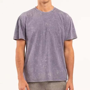 OEM Low MOQ Wholesale Men's Cotton Vintage Acid Wash T Shirts Casual Blank Oversized O Neck Tee Plus Size High Street Man Shirts - Product Image 1