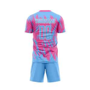 เสื้อฟุตบอลแบบซับลิเมชั่นสีชมพูฟ้าแบบกำหนดเองสำหรับผู้ชาย แขนสั้น ระบายเหงื่อได้ดี ใส่ได้ทุกฤดู - Product Image 2