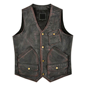 Nouveau gilet de motard en cuir et toile respirant pour homme, idéal pour l'hiver et les activités de plein air, léger - Product Image 4