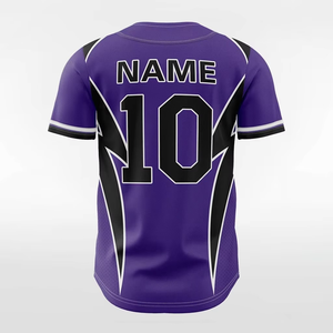 Maillot de baseball violet, noir et blanc, imprimé par sublimation, boutonné sur le devant, manches courtes, unisexe, adulte, coupe classique, séchage rapide, vêtements de sport - Product Image 3