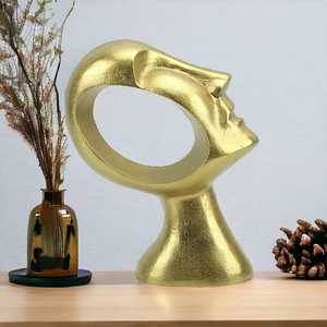 Jaffs Exports 27.5cm H X 10.5cm W X 21cm L Golden Aluminium Abstract <b>Figurative</b> Sculpture Handmade Eco-Friendly Contemporary Art - Product Image 2