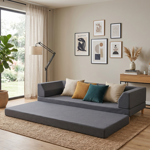 Upholstered Toddler <b>Bed</b> Velvet Three Seat <b>Modern</b> Sectional Modular Foldable Full Sponge Compression <b>Sofa</b> <b>Bed</b> Tufted Back Armless - Product Image 1