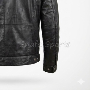 Vestes pour hommes, mode automne-hiver, veste en cuir pour hommes, coupe ajustée, veste en cuir véritable, style motard vintage - Product Image 5