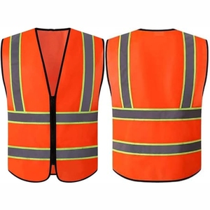 Chaleco de Seguridad Reflectante Naranja Transpirable Personalizado 2026 para Hombre, Cuello en V, Cierre de Cremallera, Ropa de Trabajo Informal para Primavera 2026 - Product Image 1