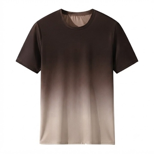 T-shirt dégradé à col rond pour homme, manches courtes, tricoté, respirant, décontracté, haut d'été pour homme, logo personnalisé - Product Image 5
