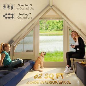 Carpa Inflable para Camping de 4 Estaciones con Bomba Manual, Impermeable y Resistente al Viento, con Ventanas y Puertas de Malla - Product Image 5