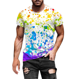 T-shirt en jersey tie-dye à logo personnalisé sur le devant, 100% coton, coupe oversize, streetwear décontracté unisexe, été, vente en gros - Product Image 3