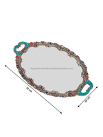 Plateau de service rectangulaire en métal doré effet miroir, ornements créatifs, plateaux à bijoux de taille moyenne, couleur et taille personnalisables, style indien