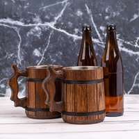 Jarra de Cerveza de Madera Vintage Tallada a Mano, Ecológica, con Acabado Pulido Espejo, para Café, Cerveza, Jugo, para Restaurantes, Venta al Por Mayor Personalizada