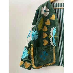 High Quality Cotton Knitted Regular Boho Handmade Embroidered Eco-Friendly Reversible Breathable Autumn Women's <b>Jacket</b> Uzbek - Product Image 2