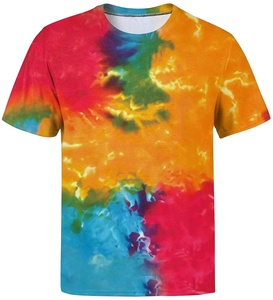 Meilleure vente Chemise à la mode tie-dye pour hommes en coton tricoté doux et respirant à manches courtes à col rond pour les sorties décontractées ou le fitness - Product Image 1
