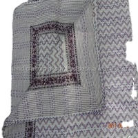 Sábana Plana King-Size 100% Algodón Kantha Hecha a Mano con Diseño de Plantas Indias Azul Desechable 200TC Art Deco para Hotel, Hogar y Sala de Estar