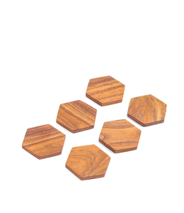 Posavasos Hexagonal Reutilizable Ecológico Hecho a Mano de Madera con Diseño Personalizado Estilo Rústico con Revestimiento de Latón para Uso en Hogar, Hotel y Restaurante - Product Image 2
