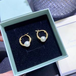 Boucles d'oreilles en or 14 carats AOKYA8-8.5MM avec perle de mer blanche, design circulaire, collection de luxe japonaise - Product Image 4