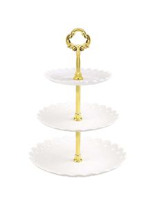 Modern Minimal <b>3</b> <b>Tier</b> <b>Cake</b> <b>Stand</b> with Strong Metal Frame stone white and Elegant Finish for Display - Product Image 2