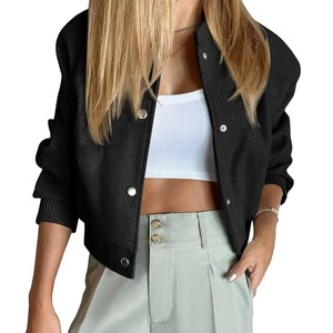 Veste courte pour femme à manches longues, couleur unie, en coton tricoté, prix d'usine, options OEM personnalisées - Product Image 3