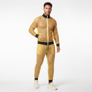 Conjunto de Pantalones y Chaqueta Transparentes de Malla, 100% Poliéster, Secado Rápido, Ropa Sexy para Club Nocturno - Product Image 4