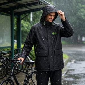Ensemble imperméable veste et pantalon anti-pluie forte pour la randonnée, la pêche, le cyclisme, les sports de plein air, ensemble deux pièces - Product Image 5