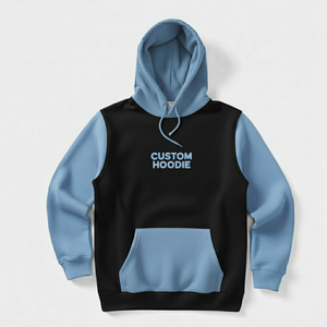 เสื้อฮู้ดดี้ผู้ชายสีดำเบจ คอตตอนเฟรนช์เทอร์รี่ สไตล์ลำลอง สตรีทแวร์ มีกระเป๋าหน้า - Product Image 2