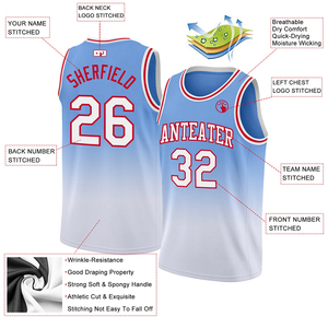 Custom <b>Light</b> Blue Basketball Jersey Teamname Sublimated Mesh Sleeveless Unisex Adult Apparel Round Neck Breathable Jerseys - Product Image 2
