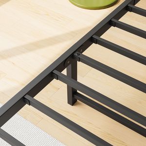 Twin Size <b>Bed</b> Frame with Storage Headboard Up-Holstered & Charging Station Solid & Stable No Box Spring Needed <b>Easy</b> Assembly - Product Image 5