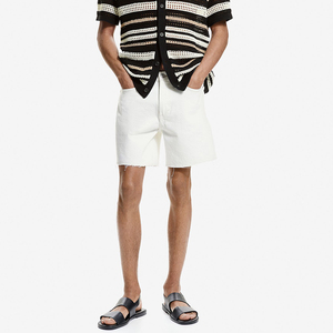 Men's <b>White</b> Denim <b>Cargo</b> Pants High Waist Straight Leg Ripped Raw Edge Casual Summer Wear 100% Cotton - Product Image 2