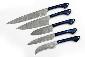 Vente directe d'usine, ensemble de couteaux de cuisine personnalisés, lames en acier Damas de haute qualité, manches en bois Pakka, couteau de chef écologique - Product Image 2