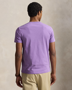 Camiseta de manga corta con cuello redondo de algodón lavanda lisa para hombre – Prenda informal suave, ligera y cómoda para el uso diario - Product Image 3