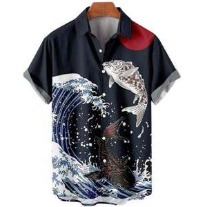 Chemise de plage à manches courtes personnalisée à imprimé marin, chemise décontractée d'été à boutons pour hommes - Product Image 3