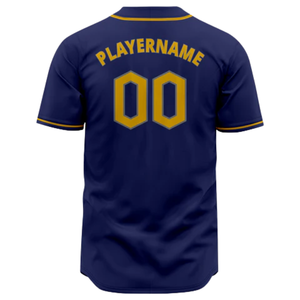 Maillot de baseball bleu marine à manches courtes, boutonné, uniforme d'équipe personnalisé, respirant, en polyester, chemise de sport athlétique - Product Image 3