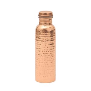 Handcrafted Pure <b>Copper</b> Water <b>Bottle</b> with Hammered Finish Turkish <b>Drinking</b> Vessel Traditional Indian Design - Product Image 3