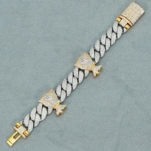 925 <b>Silver</b> <b>Charm</b> <b>Bracelet</b> Rose Cut Moissanite GAI Certified Hiphop Style Unisex Jewelry Multi Plating Micro Insert Custom Size - Product Image 5