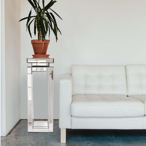 Modern <b>Mirror</b> Console <b>Table</b> Square Pedestal Metal Accent <b>Table</b> for Entryway Living Room Decor - Product Image 3