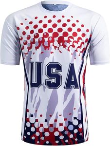 U.S.A. Men's Short Sleeve Soccer Jersey Sublimated Print Moisture Wicking <b>Athletic</b> Fit Crew Neck Football Shirt All Seasons - Product Image 2