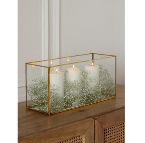 Nuevo Farol de Cristal con Marco Metálico Rectangular y Asa, Decoración Luminosa para Navidad y Jardín - Product Image 1