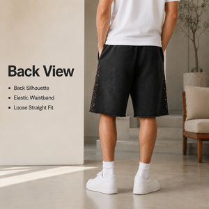 Shorts pour hommes en coton 100% tricoté éponge, respirants, écologiques, avec cordon de serrage central, couleur unie, style urbain, fabricant OEM ODM - Product Image 4