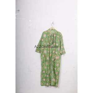 Al por mayor, Bata kimono larga ligera para mujer de 100% algodón orgánico, con logo floral frontal, estilo bohemio, tipo albornoz - Product Image 2