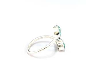 Custom Fine Jewelry Two-Stone Blue Topaz Open <b>Adjustable</b> <b>Ring</b> 925 Solid Sterling <b>Silver</b> Engagement Gift Jewelry - Product Image 3