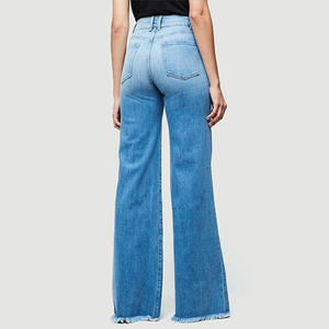 Pantalones Cargo de Cintura Alta y Pierna Ancha para Mujer, Casuales, Largos, de Corte Holgado, en Mezclilla de Algodón Lavado - Product Image 3