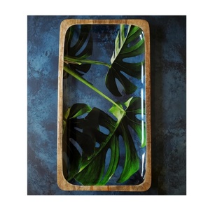 Bandeja de Servir de Madera Hecha a Mano, Ecológica y Duradera, con Diseño Azul y Blanco, Patrón Personalizado, Diseño de Lujo, Regalos Empresariales ARTISAN - Product Image 6