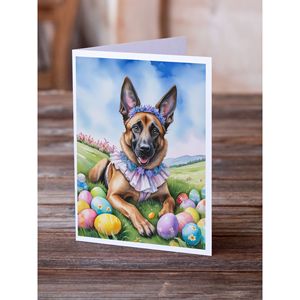 Belga Malinois Easter Egg Hunt Tarjetas de felicitación Paquete de 8 Whimsical A7 Tamaño 5x7 Tarjetas de nota en blanco con sobres - Product Image 2