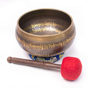 Cuenco Tibetano de 12 cm con Ojos de Buda Martillados a Medida, Logotipo Personalizado Grabado en Oro, Mantra Om Mani Padme Hum - Product Image 4