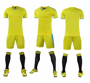 Ensemble de maillot de football personnalisé jaune et bleu néon, tenue de sport pour hommes, entraînement, match, équipement d'équipe OEM - Product Image 1