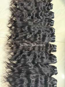 Extensions de cheveux naturels bruts d'Inde du Sud, provenant d'un seul donneur, ondulation légère, cuticules alignées, 24 pouces, double trame machine. - Product Image 5