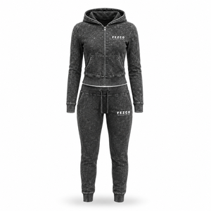 Conjunto Deportivo Vintage de Talla Grande para Otoño-Invierno 2026, Lavado Ácido, Personalizado con Bordado y Encaje, 100% Algodón Felpa - Product Image 1