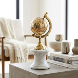 Globe terrestre rotatif en laiton artisanal, carte du monde, 17 cm, vintage, décoration de bureau nautique, gravé, inspiré des voyages - Product Image 4