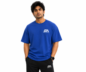 Camiseta de Algodón Azul Rey Extra Grande para Hombre, Manga Corta, Cuello Redondo, Ropa Deportiva, Informal, para Calle, para Hacer Ejercicio - Product Image 3