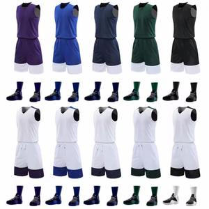 Ensemble de maillots de basket-ball unisexe sans manches, 100% polyester respirant, uniformes, shorts, chaussettes, plusieurs couleurs, transfert par sublimation - Product Image 1